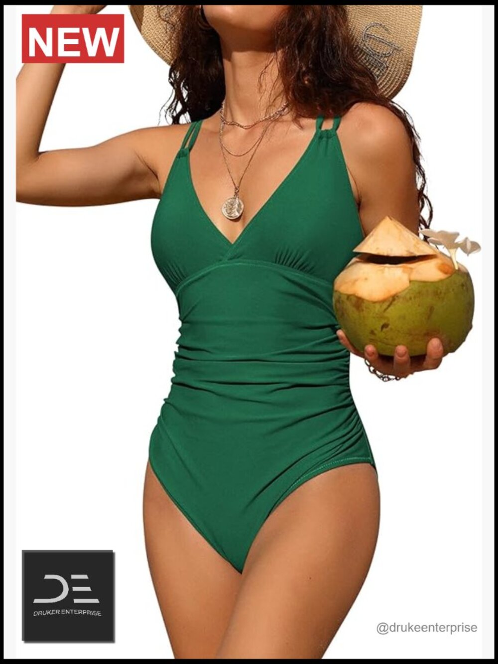 Tummy Control One Piece Swimsuit Ruched V Neck Monokini Plus Size